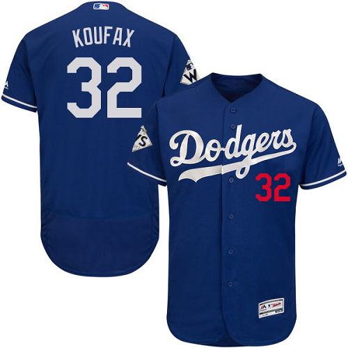 Dodgers #32 Sandy Koufax Blue Flexbase Authentic Collection World Series Bound Stitched MLB Jersey